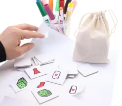 Kit création mémo 4 cm (24 tuiles, sac et étiquettes imprimables)