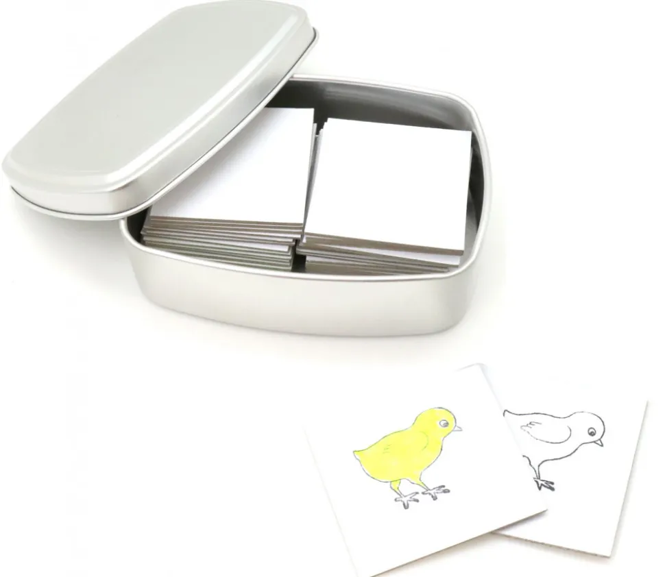 Kit Jeu mémo à personnaliser : Boite + 24 carrés 4 x 4 cm + 48 étiquettes