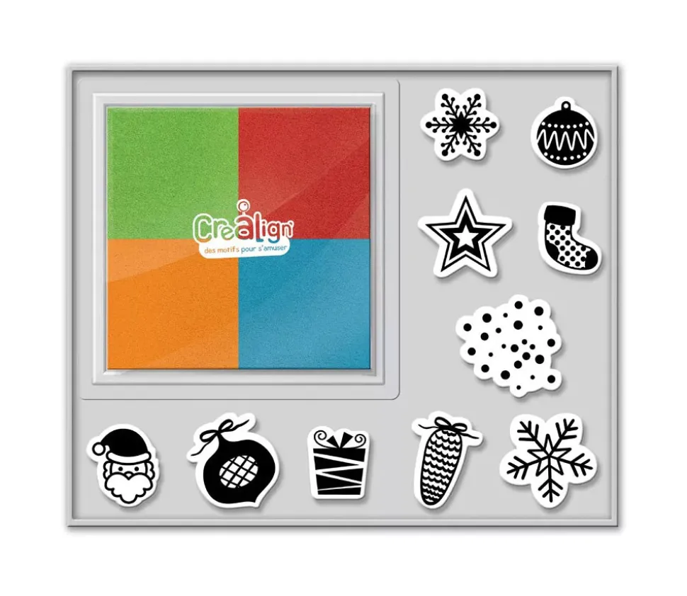 Kit tampons décors de Noël avec 4 encreurs