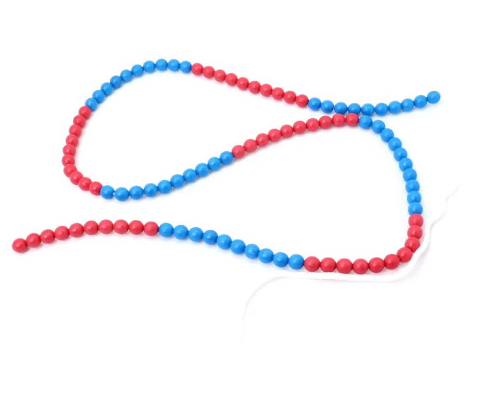 Lacet de comptage 100 boules rouges et bleues - 150 cm