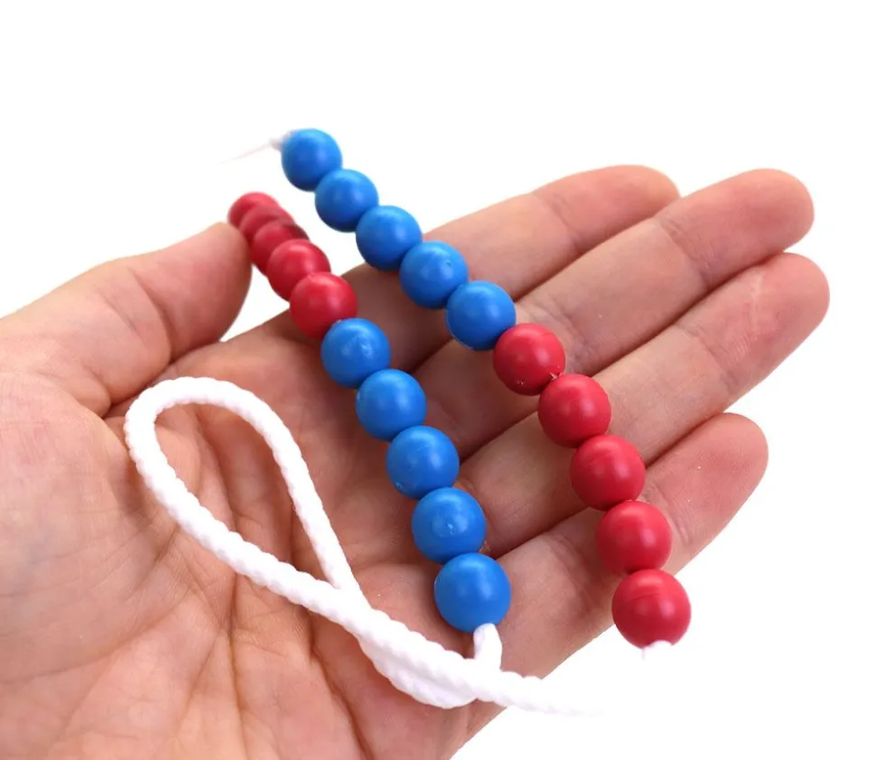 Lacet de comptage avec 20 perles rouges et bleues