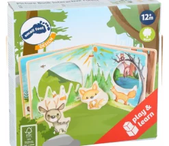 Livre en bois images de la forêt avec renard et cerf pour histoire