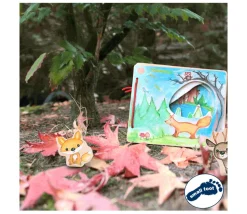 Livre en bois images de la forêt avec renard et cerf pour histoire