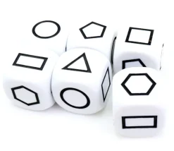 Lot 4 dés attributs : grandeur, épaisseur, forme et couleur - 22 mm