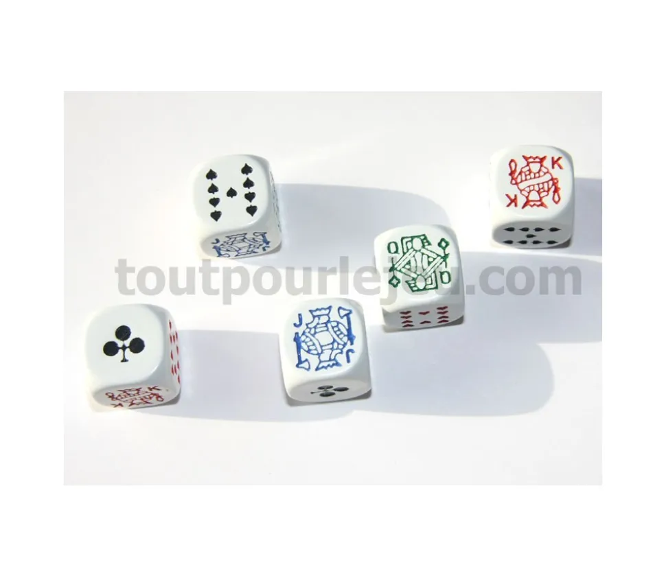 Lot 5 dés poker 16 mm pour poker d'as