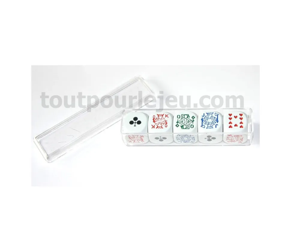 Lot 5 dés poker 16 mm pour poker d'as
