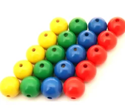 Lot 20 Grosses perles boules colorées en bois diamètre 30 mm trou 6 mm