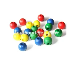 Lot 20 Grosses perles boules colorées en bois diamètre 30 mm trou 6 mm
