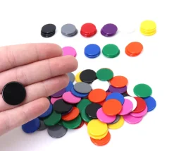 Lot 100 jetons plastiques multicolores 2 cm pour jeu - diamètre 20 mm en 10 couleurs