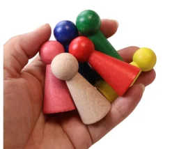 Lot 6 pions bois big 52 x 25 mm pour jeu. Grand pion