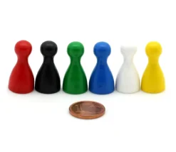 Lot 6 Pions en bois Small 24 x 12 mm pour jeu multicolores