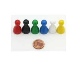 Lot 6 Pions en bois Small 24 x 12 mm pour jeu multicolores