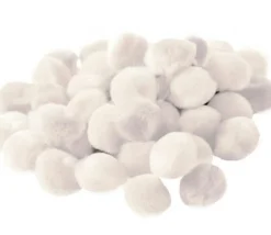 Lot 45 pompons blancs 15 mm