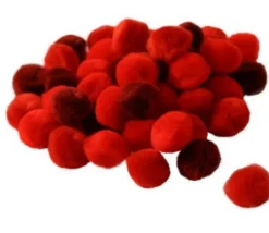 Lot 45 pompons rouges 15 mm