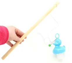 Lot de 2 Cannes à pêche en BOIS avec crochet