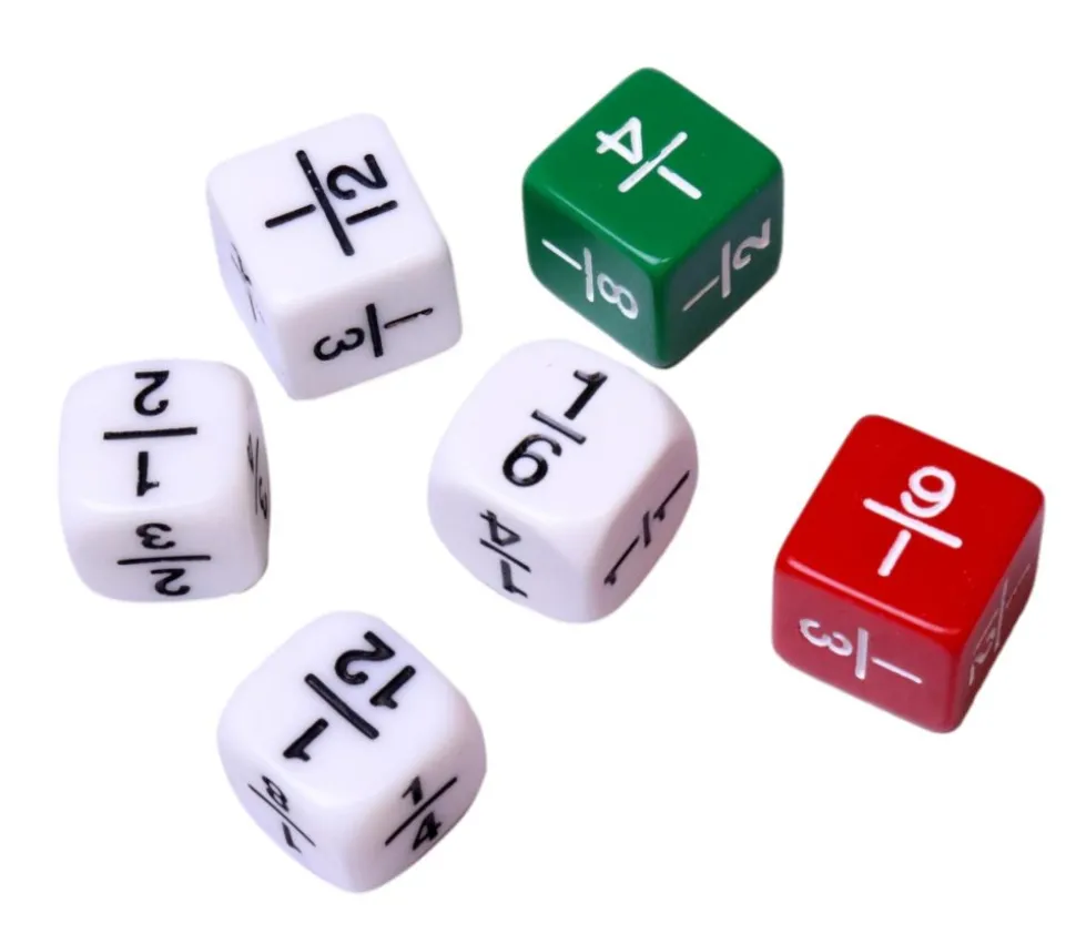 Lot de 6 dés mathématiques fractions