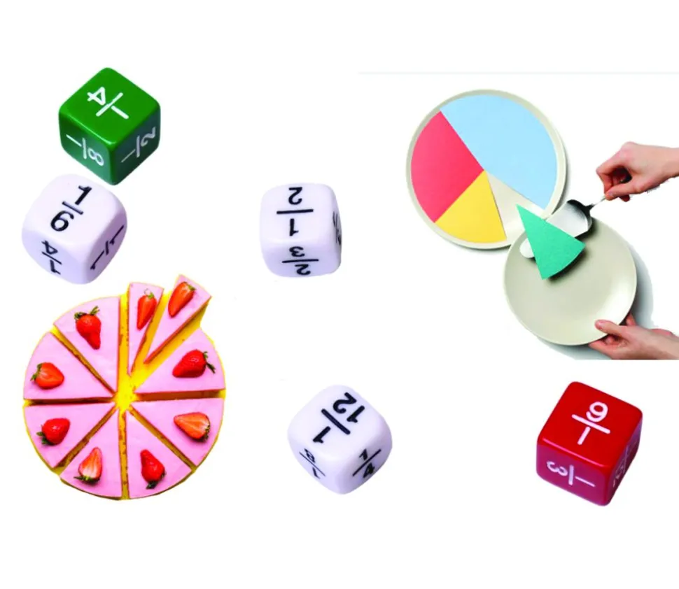 Lot de 6 dés mathématiques fractions