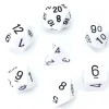 Lot de 7 dés multi-faces opaques blancs