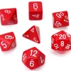 Lot de 7 dés multi-faces opaques ROUGE