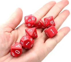 Lot de 7 dés multi-faces opaques ROUGE