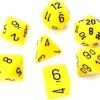 Lot de 7 dés multi-faces opaques JAUNE
