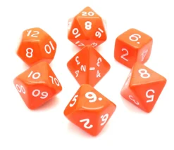 Lot de 7 dés multi-faces opaques ORANGE