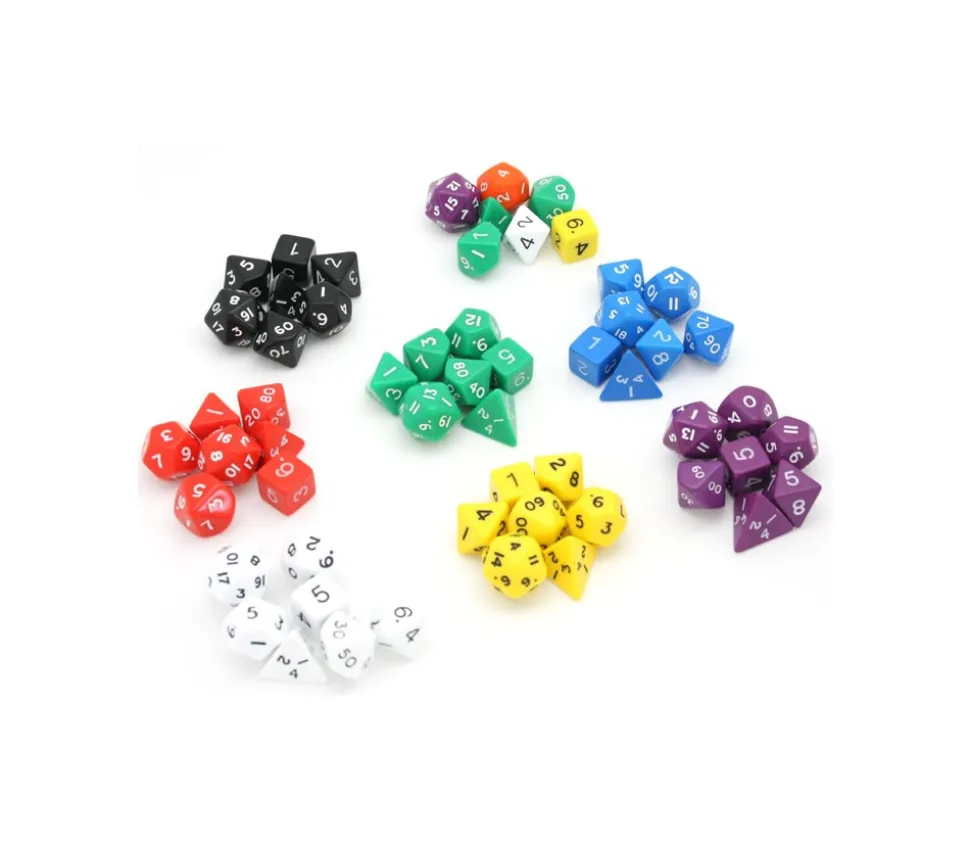 Lot de 7 dés multi-faces opaques VERT