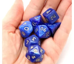 Lot de 7 dés nacrés BLEU multi-faces