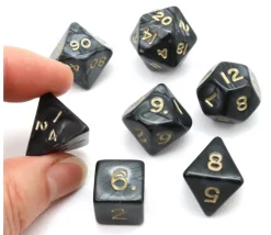 Lot de 7 dés nacrés NOIR multi-faces