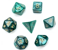 Lot de 7 dés nacrés VERT multi-faces