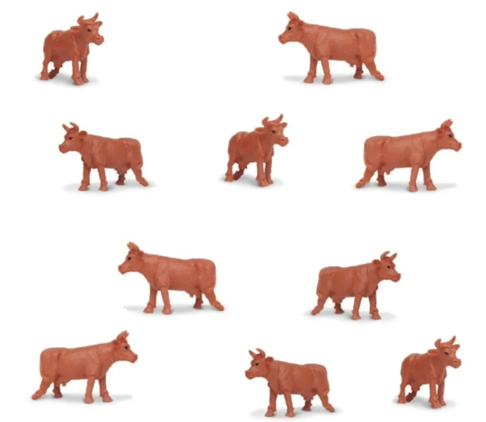 Lot de 10 mini mini vaches marron 15 x 10 x 28 mm