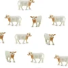 Lot de 10 mini mini vaches blanches style charolaise 15 x 10 x 28 mm