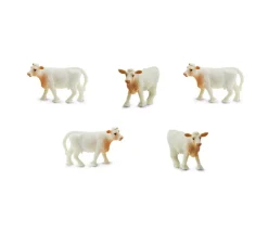 Lot de 10 mini mini vaches blanches style charolaise 15 x 10 x 28 mm