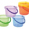 Lot de 6 Seaux en plastique coloré transparent