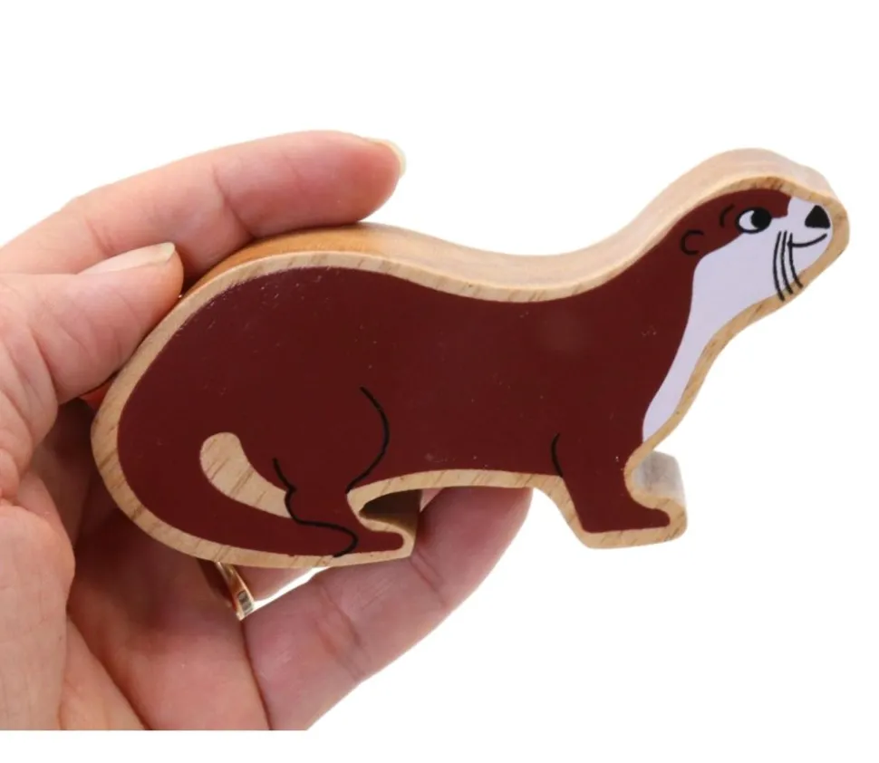 Loutre en bois 10.6 x 5 x 2.5 cm