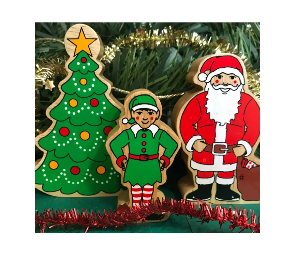 Lutin de Noël en bois 82 x 45 x 25 mm elfe