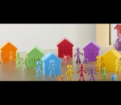 Matériel éducatif : 6 maisons + 36 personnages : manipulation, tri et calcul