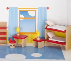 Meubles en bois miniature poupée chambre enfants - 11 pièces