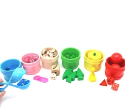 Mini baquet coloré 4.5 x 5.9 cm - panier rond bois à l'unité