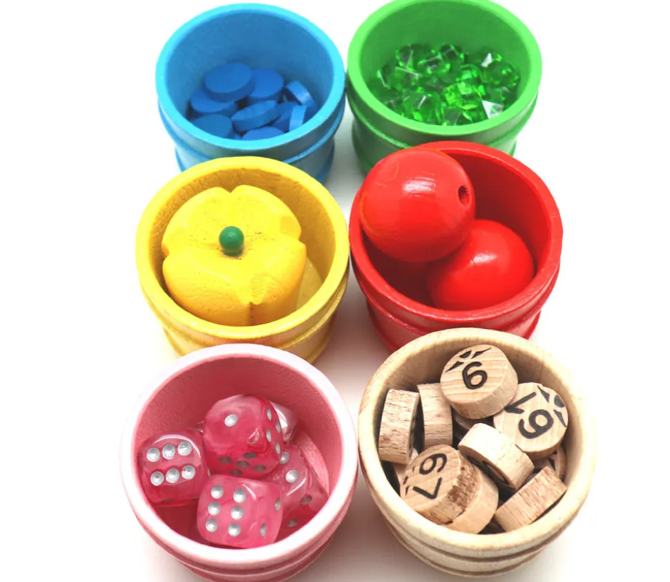 Mini baquet coloré 4.5 x 5.9 cm - panier rond bois à l'unité