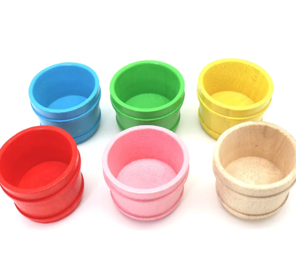 Mini baquet coloré 4.5 x 5.9 cm - panier rond bois à l'unité