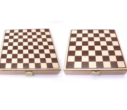 Mini coffret Dames et échecs jeu recto-verso 21 x 21 cm français