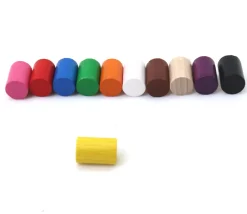 Mini cylindre 10x15 mm en bois coloré pour jeu à l'unité