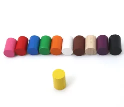 Mini cylindre 10x15 mm en bois coloré pour jeu à l'unité