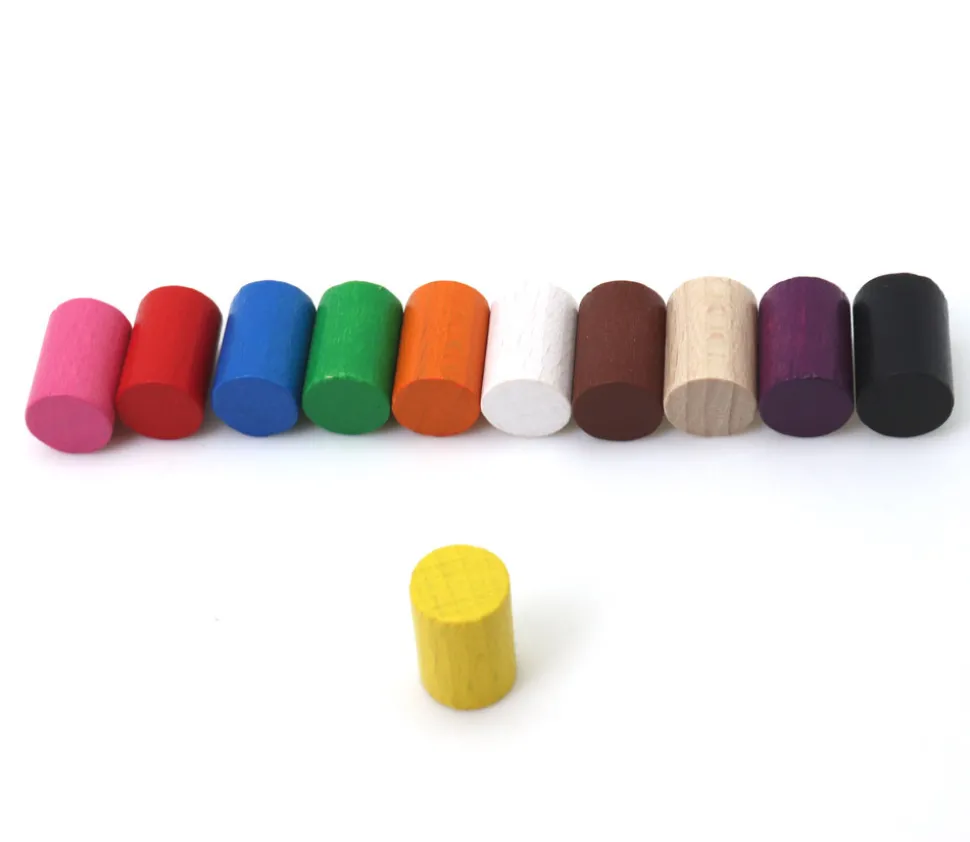 Mini cylindre 10x15 mm en bois coloré pour jeu à l'unité