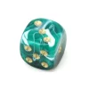 Mini Dé marbré vert 12 mm points dorés