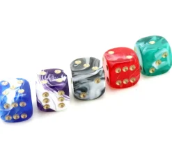 Mini Dé marbré vert 12 mm points dorés