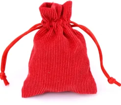 Mini sac 7.5 x 10 cm - velours épais rouge avec cordon