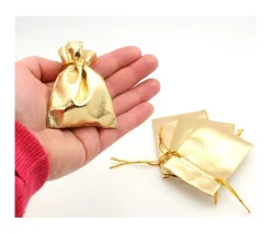 Mini sac tissu doré 6 x 8 cm