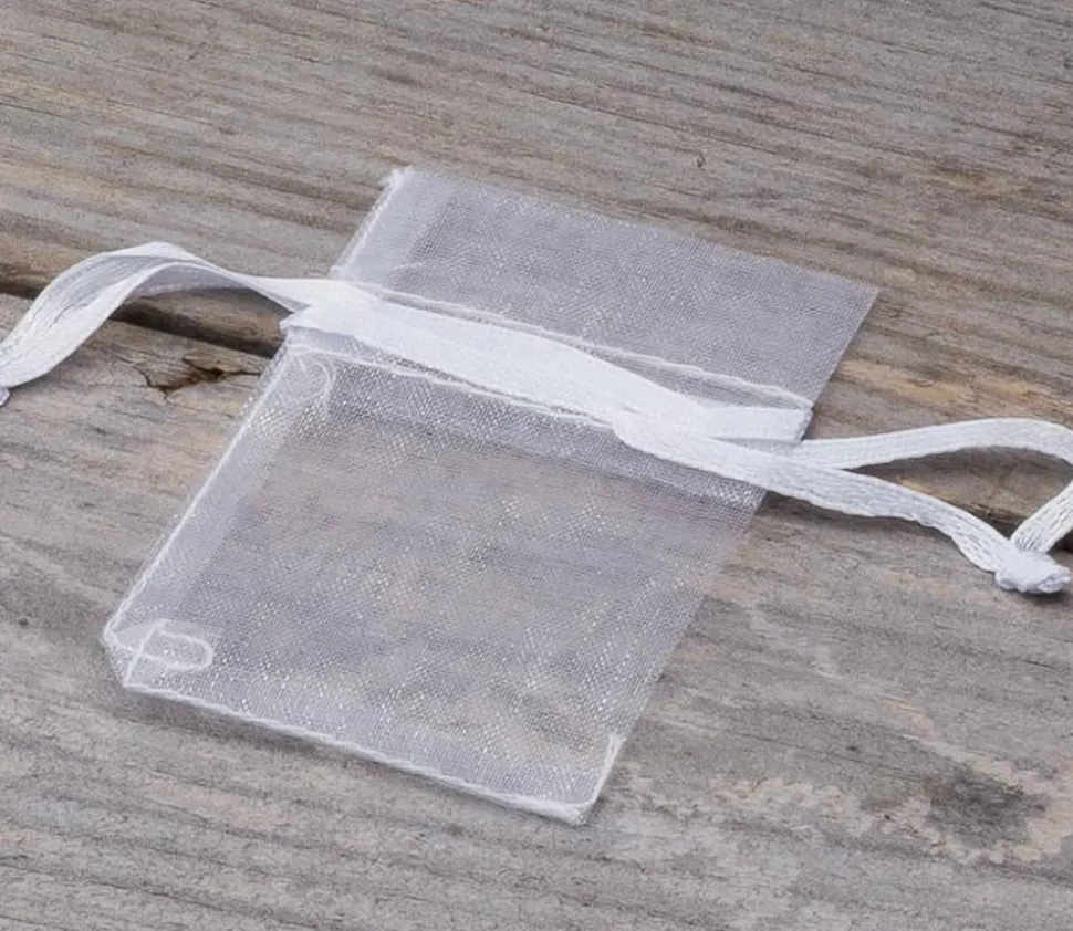 Mini Sac tissu transparent 8 x 6 cm blanc